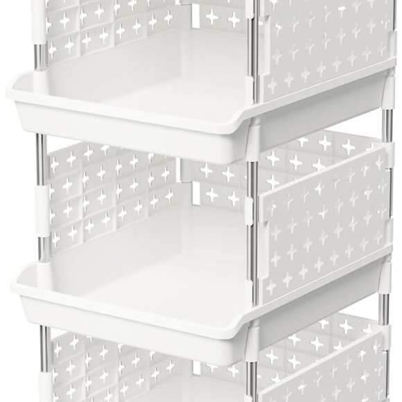 Other | Plastic Stackable Storage Baskets 4 Tier Stacking Bins For ...